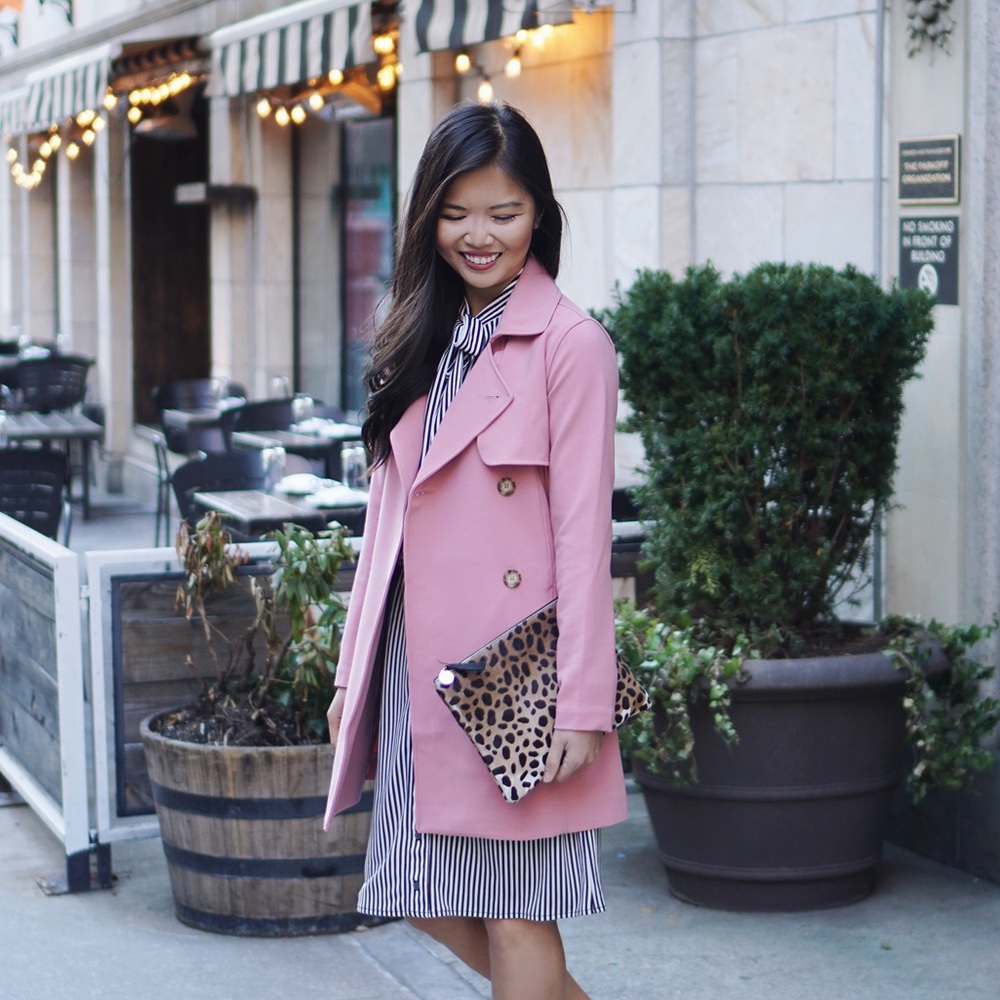 Pink trench coat
